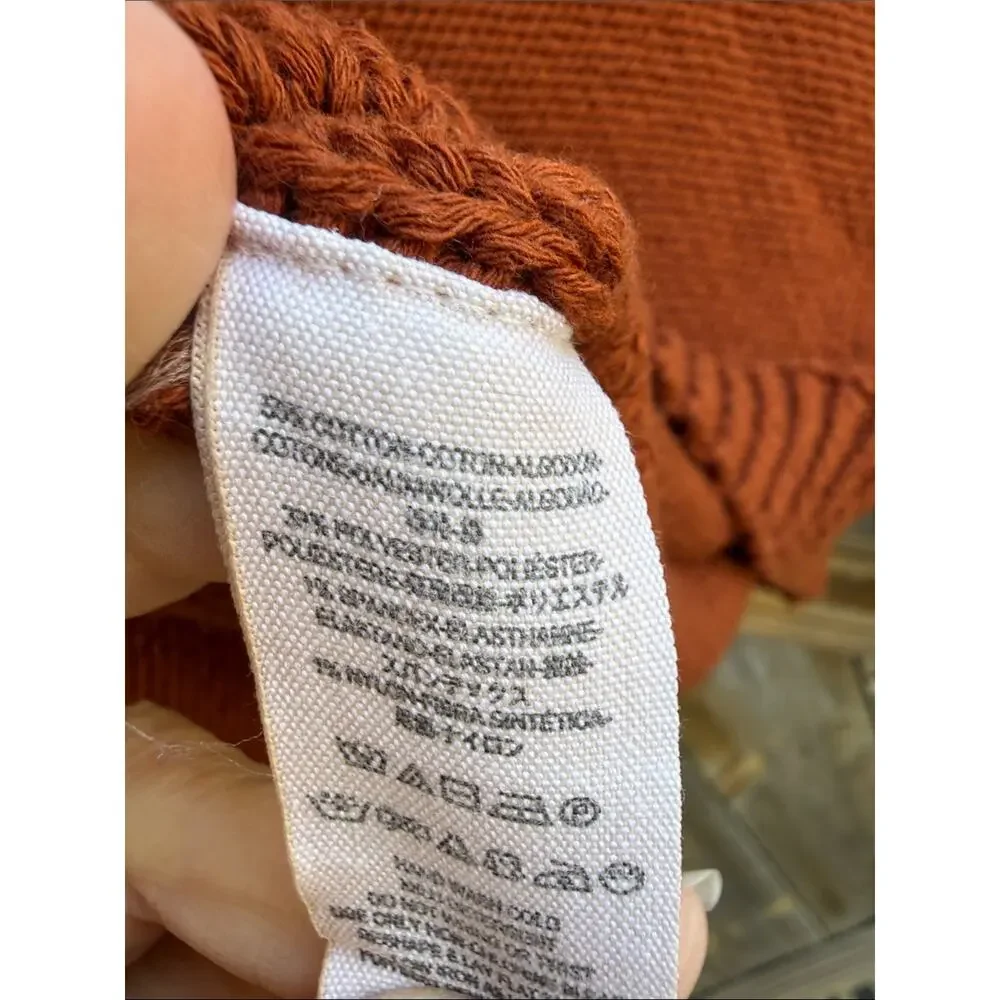 Free People Solar Eclipse Cropped Turtleneck Sweater Small Orange Rust